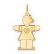 14k Yellow Gold Girl Charm Pendant with Heart and Bow Detail