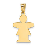 Girl Charm Pendant in Real 14k Yellow Gold