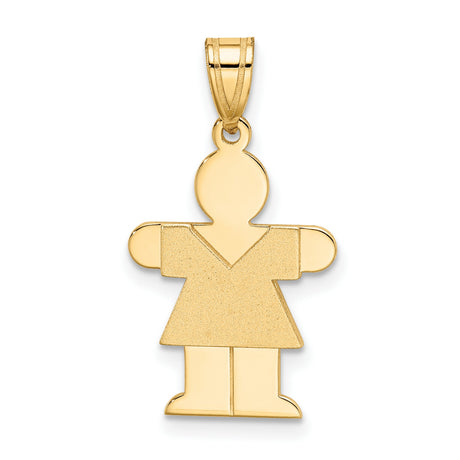 Girl Charm Pendant in Real 14k Yellow Gold