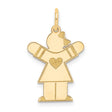 14k Yellow Gold Girl Charm Pendant with Heart Dress and Bow