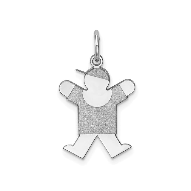 Sterling Silver Boy Charm Pendant with Cap and T-Shirt, Symbol of Son and Mother