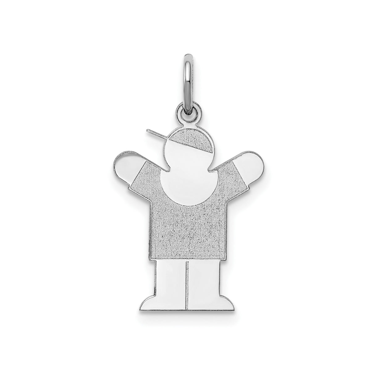 Sterling Silver Boy Pendant with Hat and Raised Arms, Minimalist Family Charm for Women