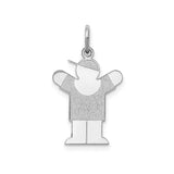 Sterling Silver Boy Pendant with Hat and Raised Arms, Minimalist Family Charm for Women