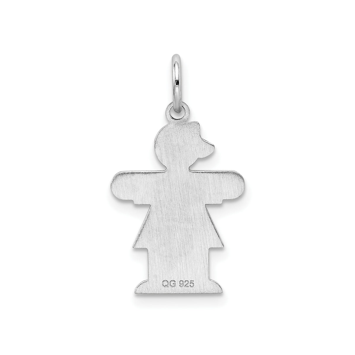 Sterling Silver Girl Pendant with Dress and Bow, Minimalist Silhouette Charm Jewelry