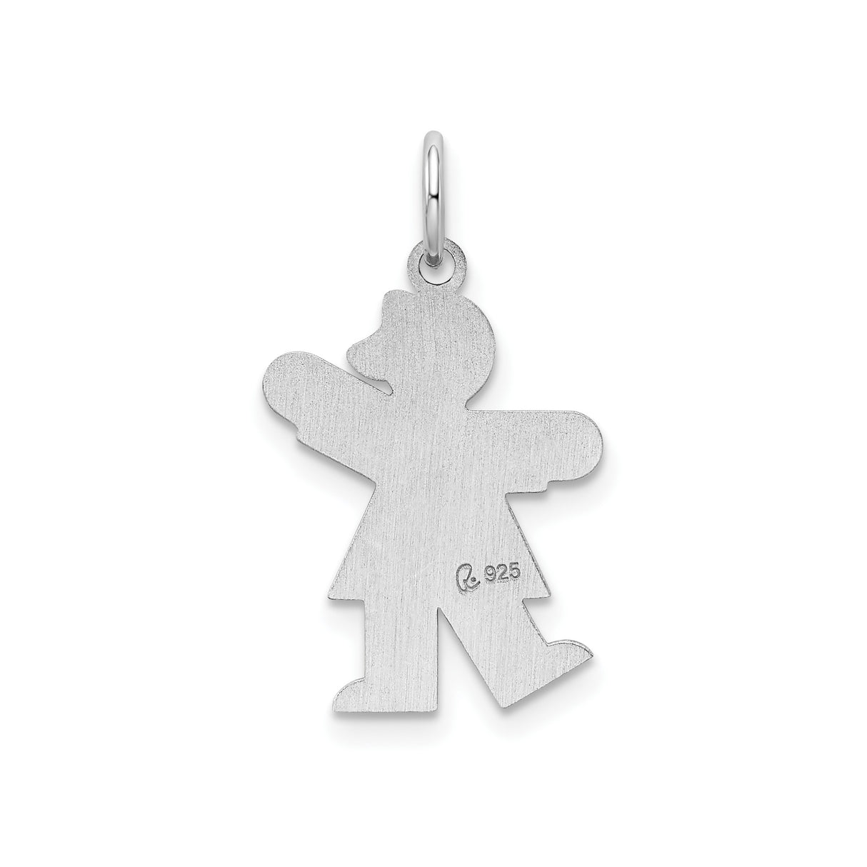 Sterling Silver Girl Charm Pendant with Textured Dress and Hair Bow
