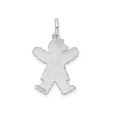 Sterling Silver Girl Charm Pendant with Bow, Mother Daughter Family Jewelry Keepsake