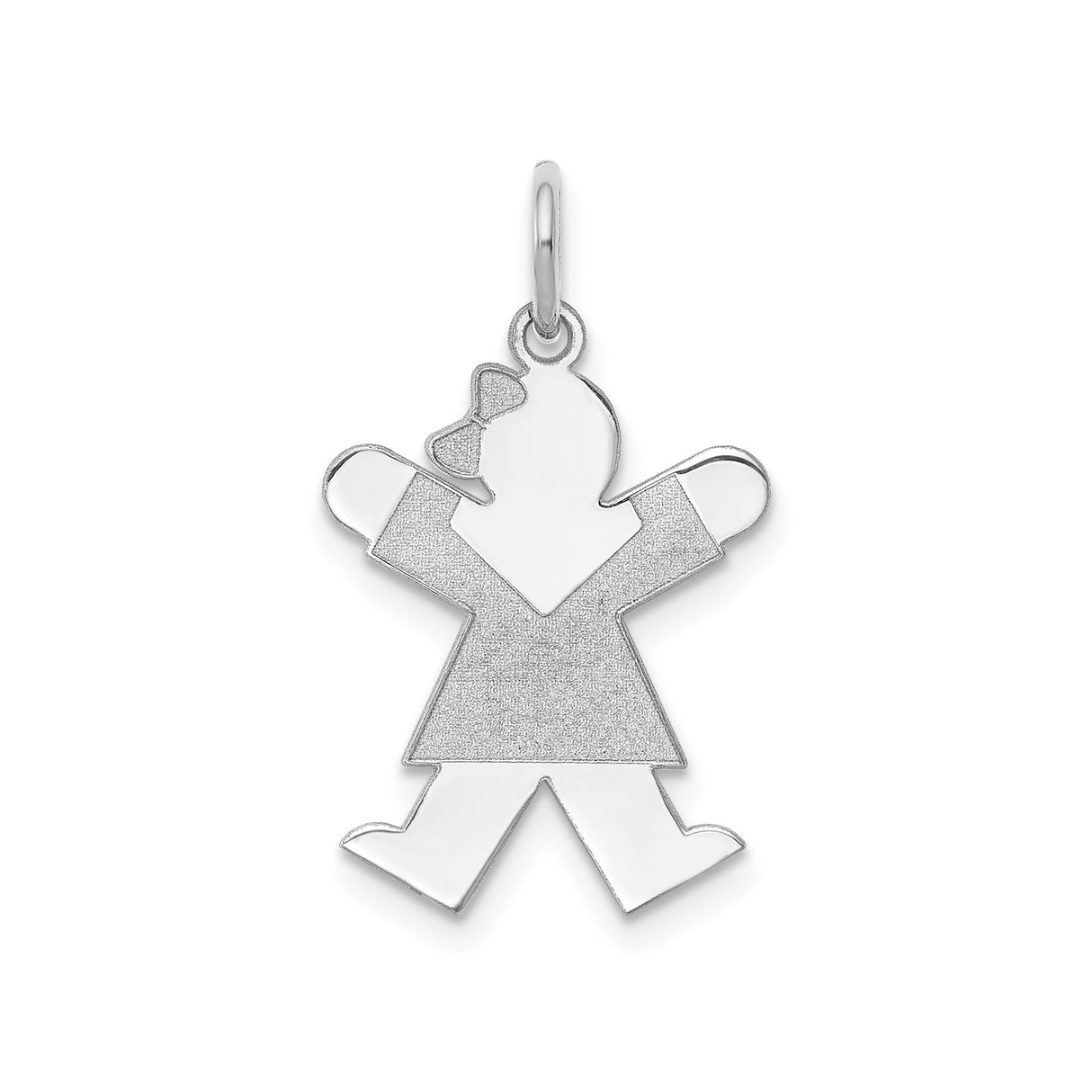 Sterling Silver Girl Charm Pendant with Bow, Mother Daughter Family Jewelry Keepsake
