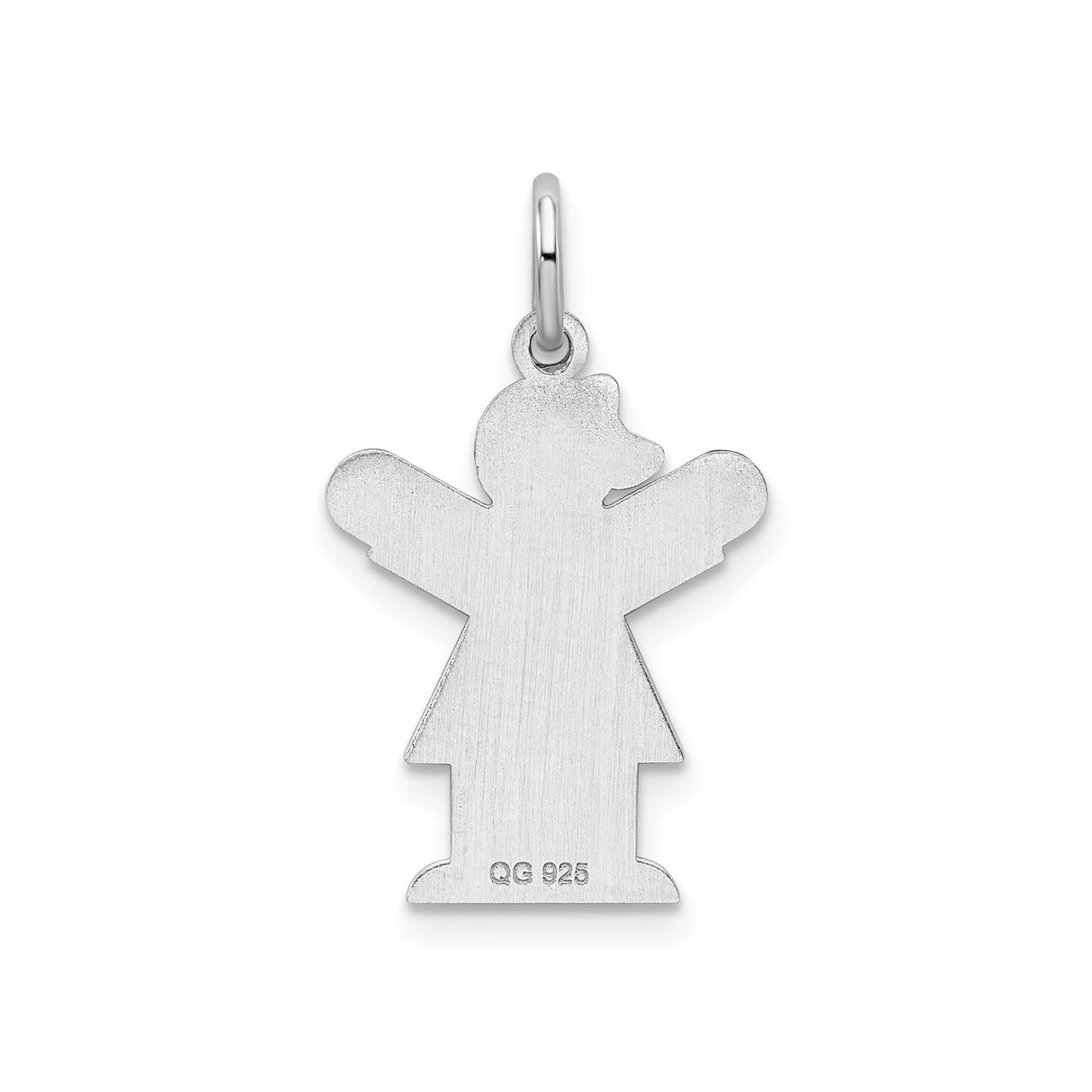 Sterling Silver Girl Pendant with Bow Detail and Outstretched Arms, Family Keepsake Charm