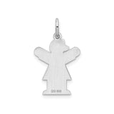 Sterling Silver Girl Pendant with Bow Detail and Outstretched Arms, Family Keepsake Charm