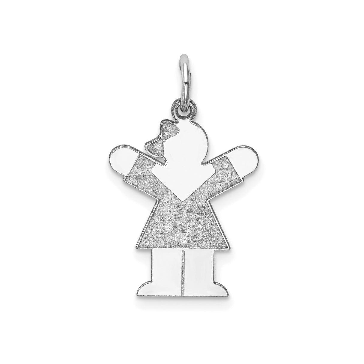 Sterling Silver Girl Pendant with Bow Detail and Outstretched Arms, Family Keepsake Charm