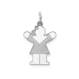 Sterling Silver Girl Pendant with Bow Detail and Outstretched Arms, Family Keepsake Charm