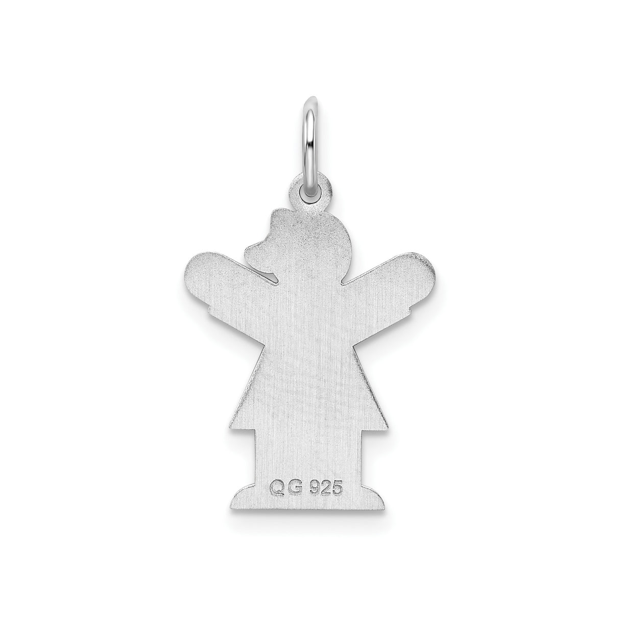 Sterling Silver Girl Pendant Charm with Bow and Dress, Family Silhouette Design