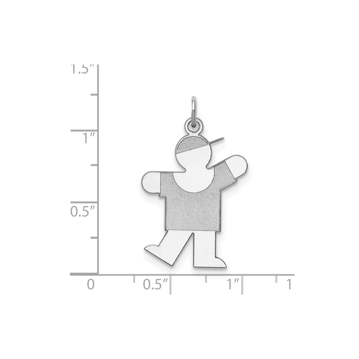 Sterling Silver Boy Charm Pendant with Cap, Flat Polished Design, Symbolic Family Jewelry for Moms