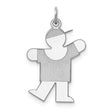 Sterling Silver Boy Charm Pendant with Cap, Flat Polished Design, Symbolic Family Jewelry for Moms