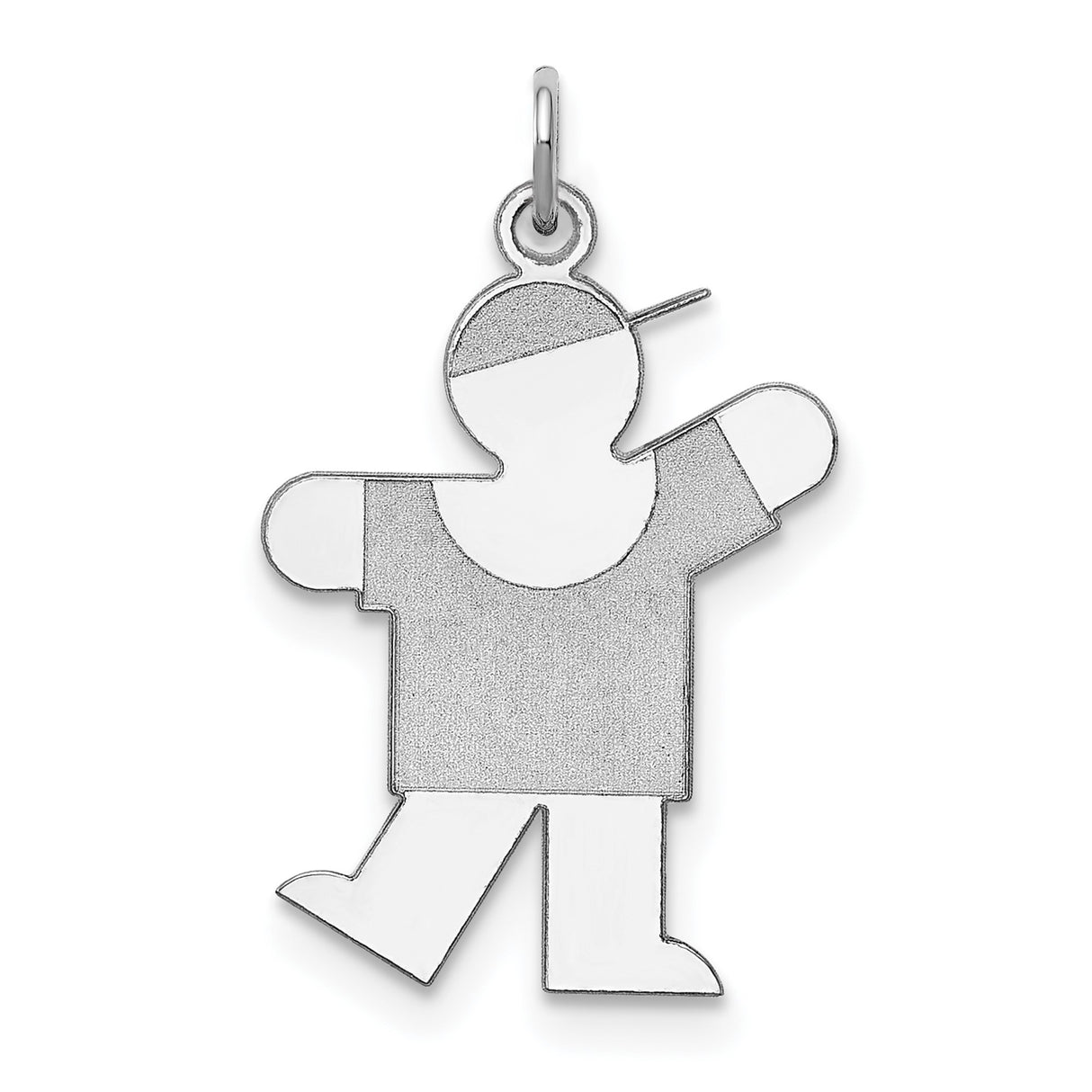 Sterling Silver Boy Charm Pendant with Cap, Flat Polished Design, Symbolic Family Jewelry for Moms