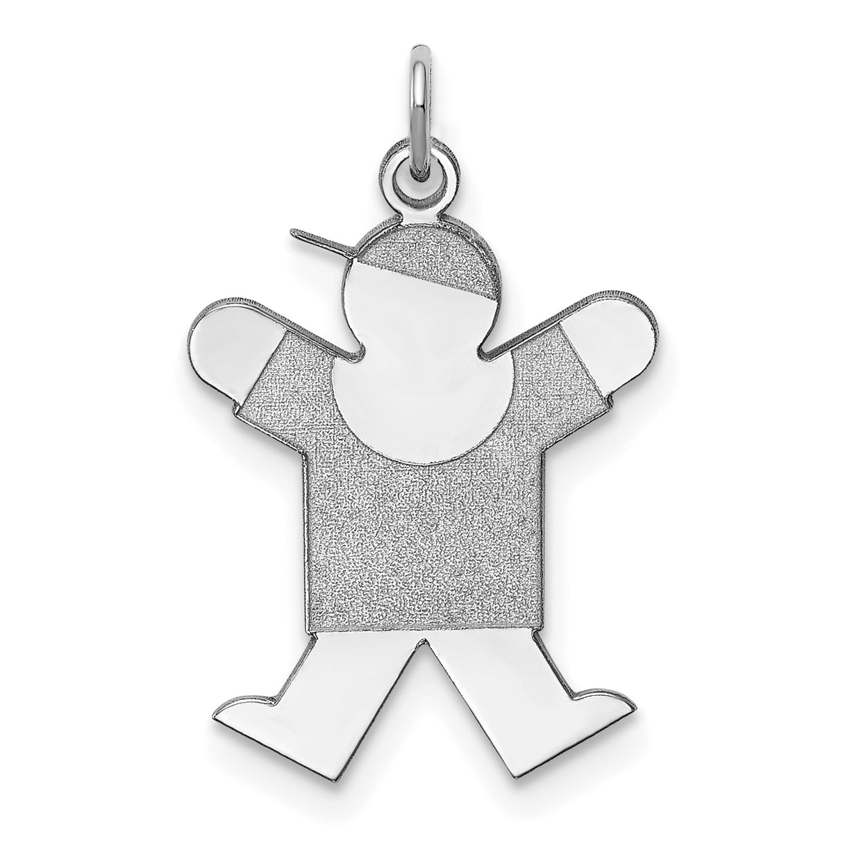 Sterling Silver Boy Shaped Pendant with Raised Arms and Cap, Minimal Silhouette Charm