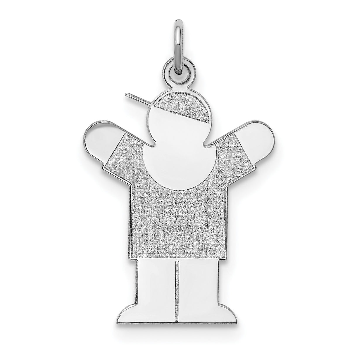 Sterling Silver Boy Pendant with Cap and T-Shirt, Stylized Family Charm Figure for Mom