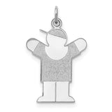Sterling Silver Boy Pendant with Cap and T-Shirt, Stylized Family Charm Figure for Mom