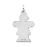 Sterling Silver Charm Pendant, Girl Silhouette with Dress and Bow, Family Keepsake Jewelry