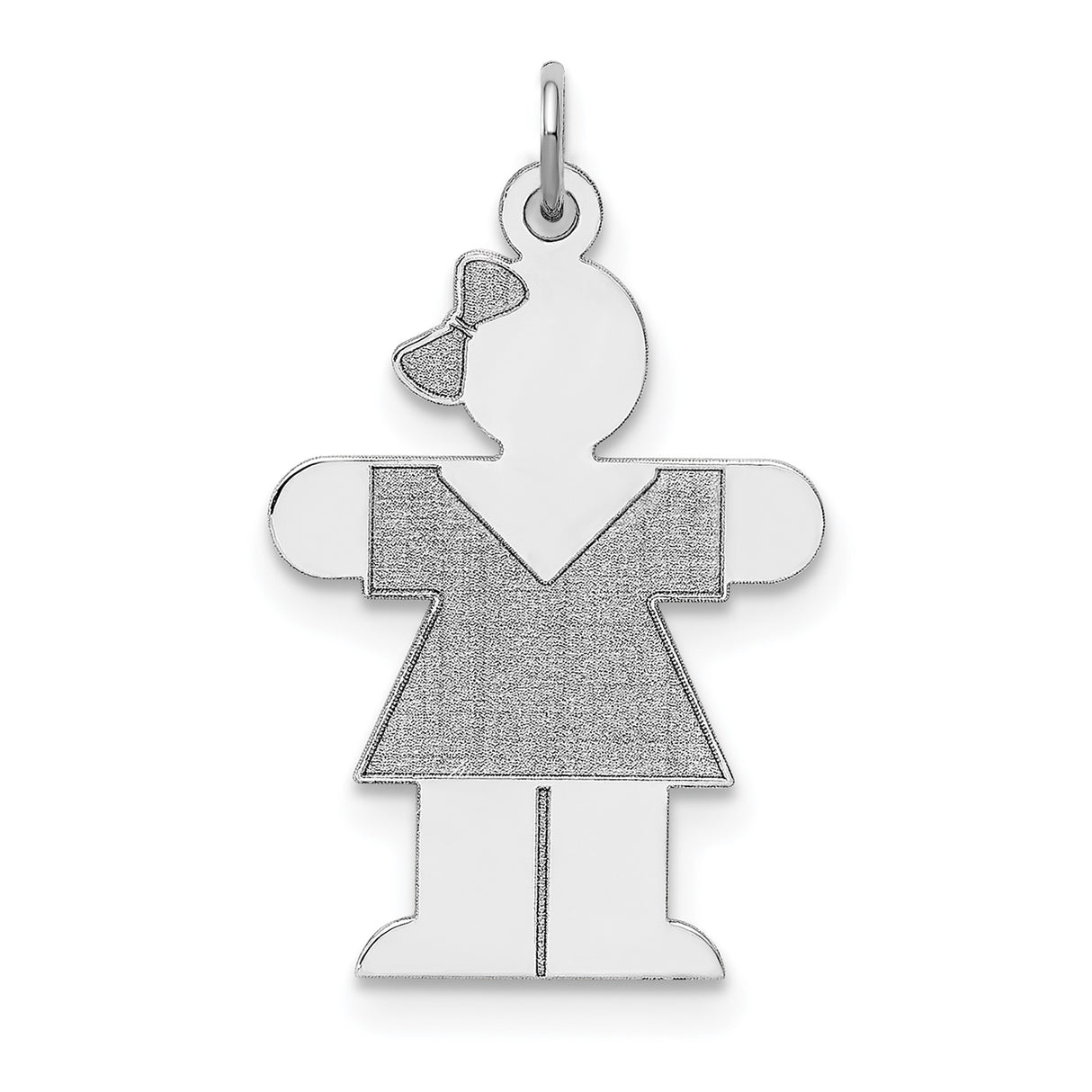 Sterling Silver Charm Pendant, Girl Silhouette with Dress and Bow, Family Keepsake Jewelry