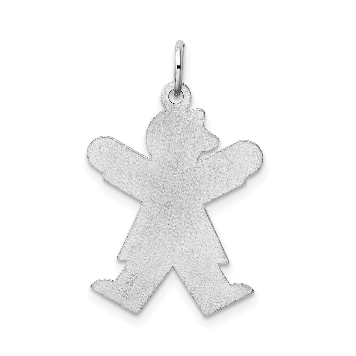 Sterling Silver Girl Pendant with Textured Dress and Bow, Sentimental Family Charm