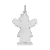 Sterling Silver Girl Pendant with Bow, Lady Silhouette Charm, Minimalist Family Jewelry Keepsake