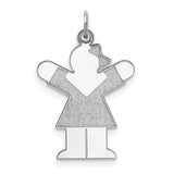 Sterling Silver Girl Pendant with Bow, Lady Silhouette Charm, Minimalist Family Jewelry Keepsake