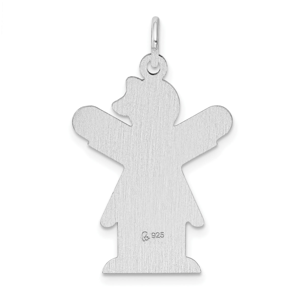 Sterling Silver Angel Girl Pendant with Wings and Bow, Christian Spiritual Jewelry for Women