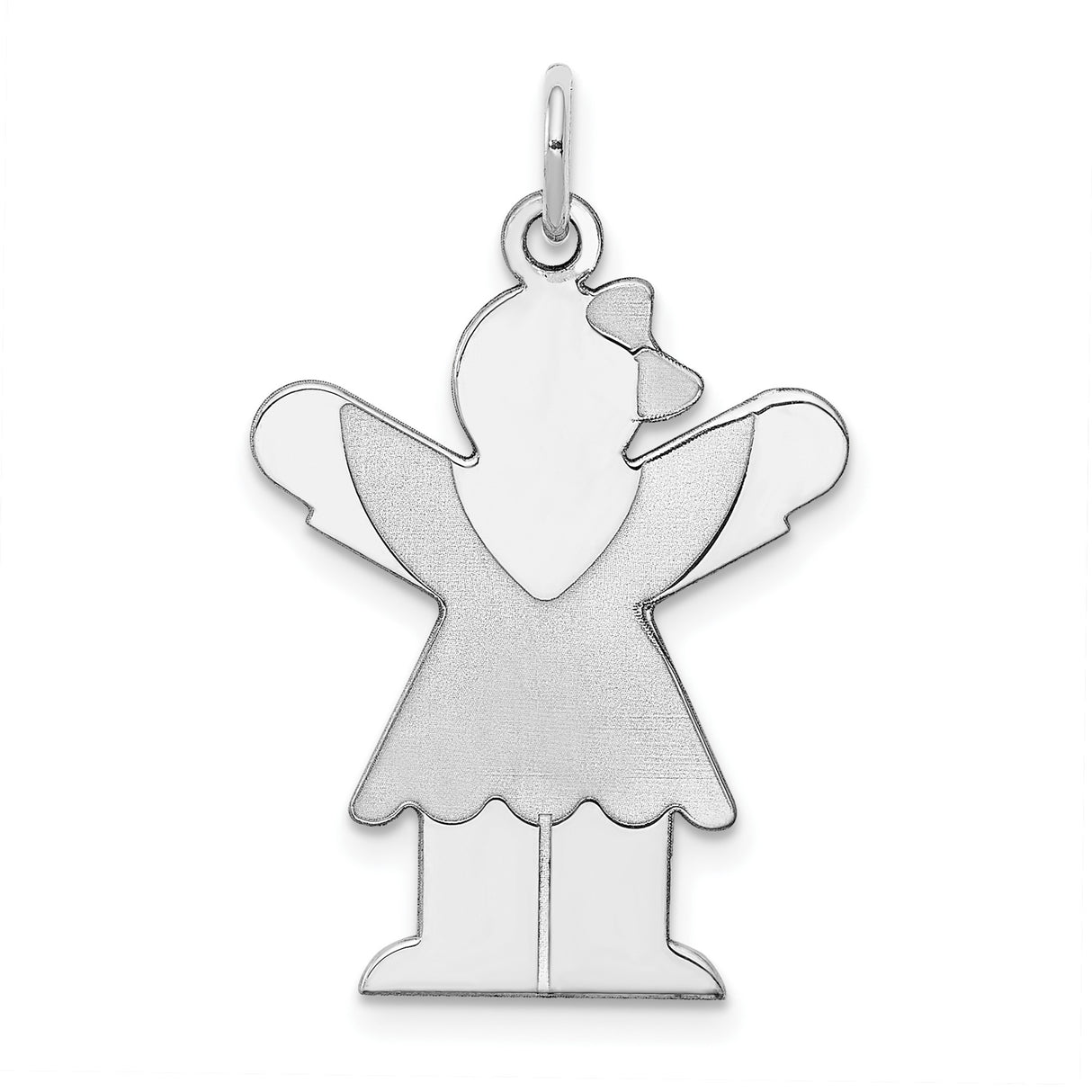 Sterling Silver Angel Girl Pendant with Wings and Bow, Christian Spiritual Jewelry for Women