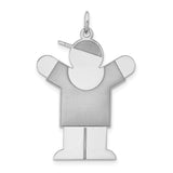 Sterling Silver Boy Pendant with Raised Arms and Baseball Cap, Symbolic Family Charm