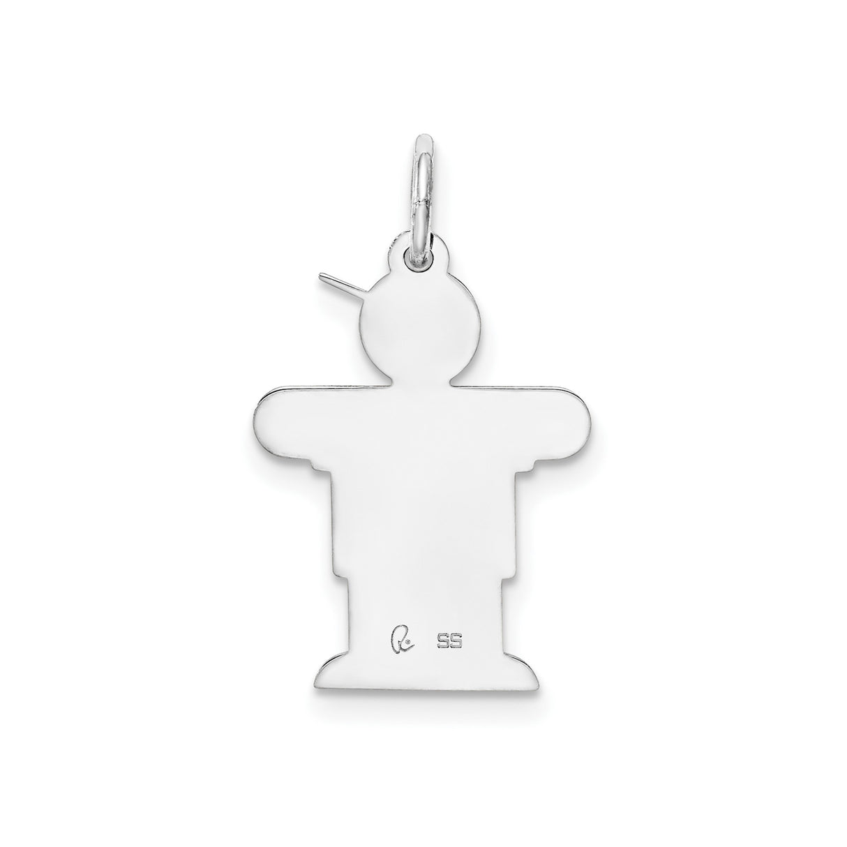 Sterling Silver Boy Pendant with Sideways Cap and Heart, Family Charm Design