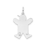 Sterling Silver Boy Charm Pendant with Heart Detail, Sentimental Family Jewelry Piece