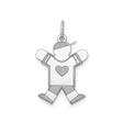 Sterling Silver Boy Charm Pendant with Heart Detail, Sentimental Family Jewelry Piece
