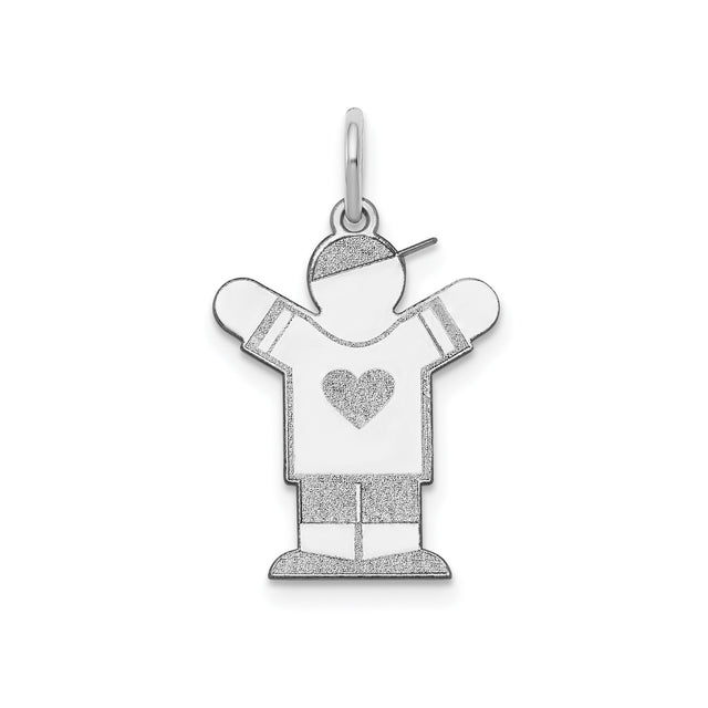Sterling Silver Boy Pendant with Heart Detail and Baseball Cap Design for Mothers