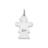 Sterling Silver Girl Shaped Pendant Charm with Heart and Bow, Family Jewelry for Women or Mothers