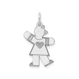 Sterling Silver Girl Shaped Pendant with Heart Detail, Family Charm Jewelry for Women