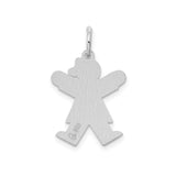 Sterling Silver Girl Charm Pendant with Heart Center and Bow Detail