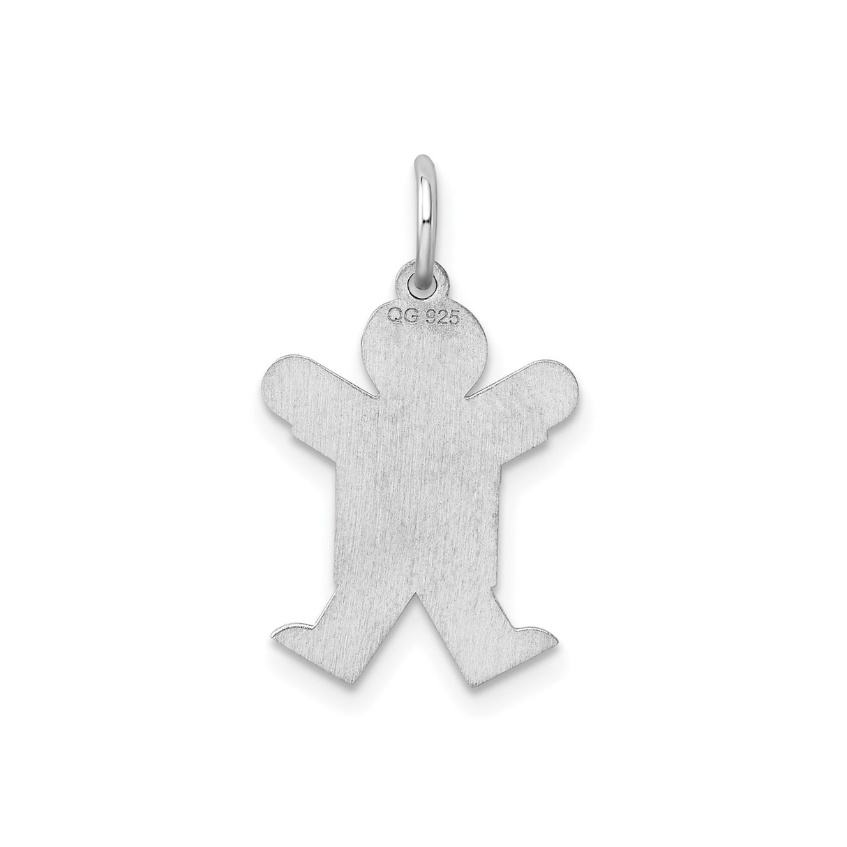 Sterling Silver Boy Shaped Pendant with Cutout Design and Etched Details, Motherhood Symbol Charm