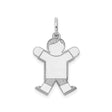 Sterling Silver Boy Shaped Pendant with Cutout Design and Etched Details, Motherhood Symbol Charm
