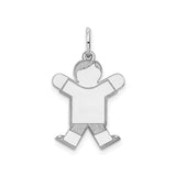 Sterling Silver Boy Shaped Pendant with Cutout Design and Etched Details, Motherhood Symbol Charm