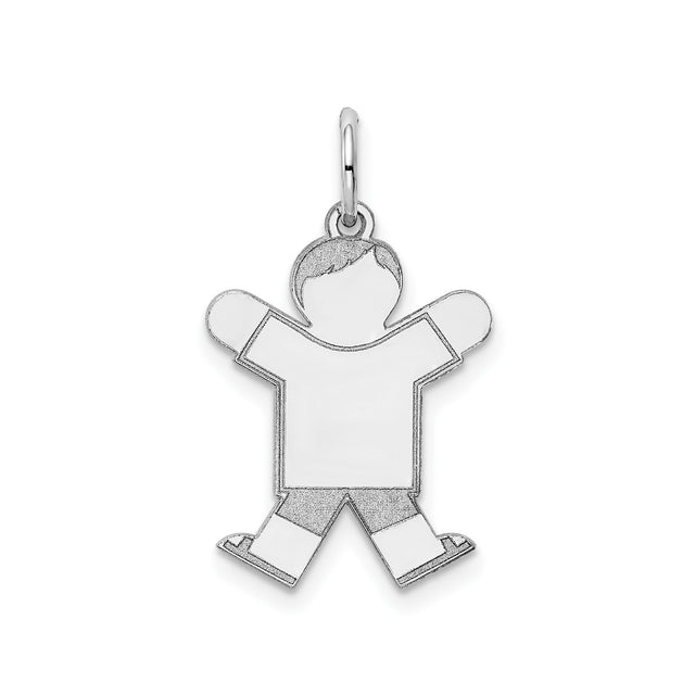 Sterling Silver Boy Shaped Pendant with Cutout Design and Etched Details, Motherhood Symbol Charm