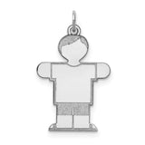 Sterling Silver Boy Pendant Charm with T-Shirt and Shorts, Minimalist Family Keepsake Jewelry