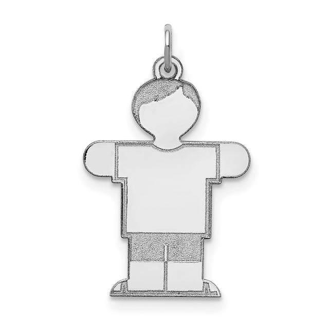 Sterling Silver Boy Pendant Charm with T-Shirt and Shorts, Minimalist Family Keepsake Jewelry