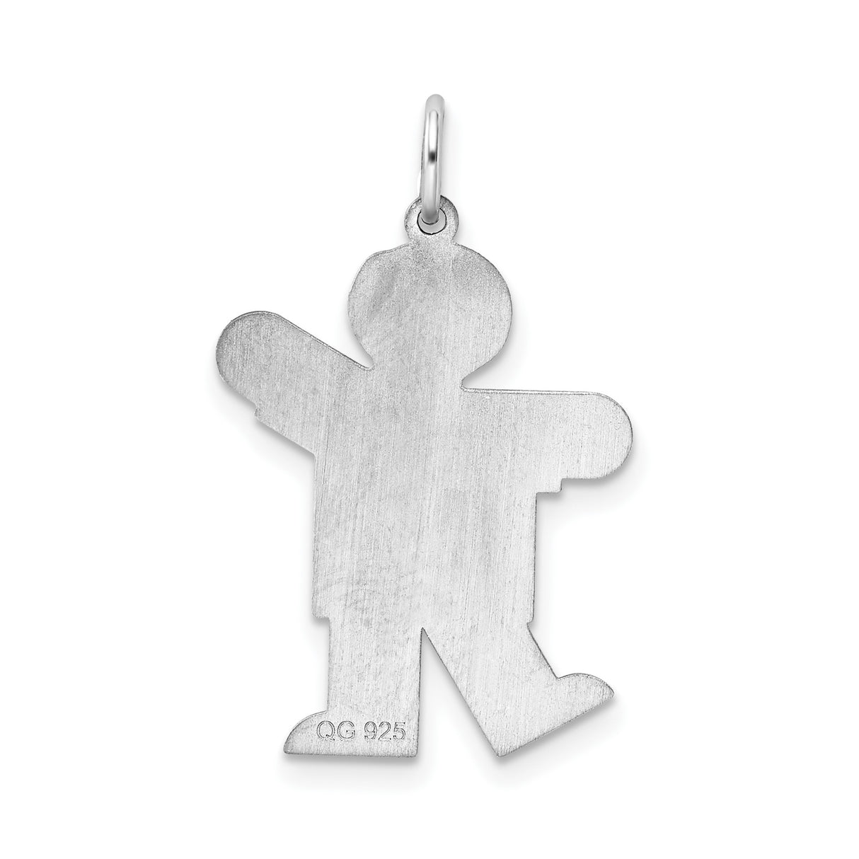 Sterling Silver Boy Shaped Pendant Charm, Textured and Polished Silhouette Jewelry for Women