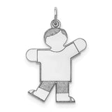 Sterling Silver Boy Shaped Pendant Charm, Textured and Polished Silhouette Jewelry for Women