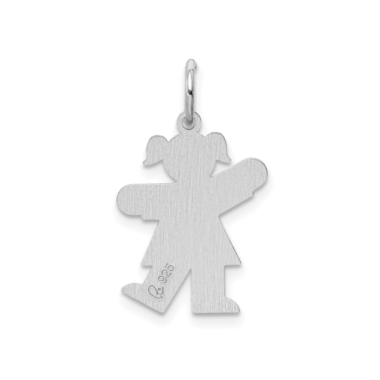 Sterling Silver Girl Pendant Charm with Pigtail Design, Family Keepsake Jewelry for Women
