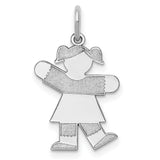 Sterling Silver Girl Pendant Charm with Pigtail Design, Family Keepsake Jewelry for Women