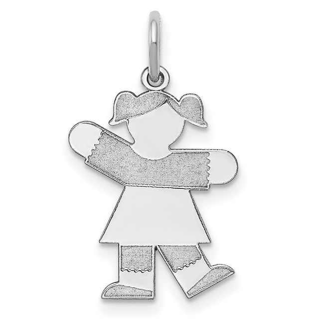 Sterling Silver Girl Pendant Charm with Pigtail Design, Family Keepsake Jewelry for Women