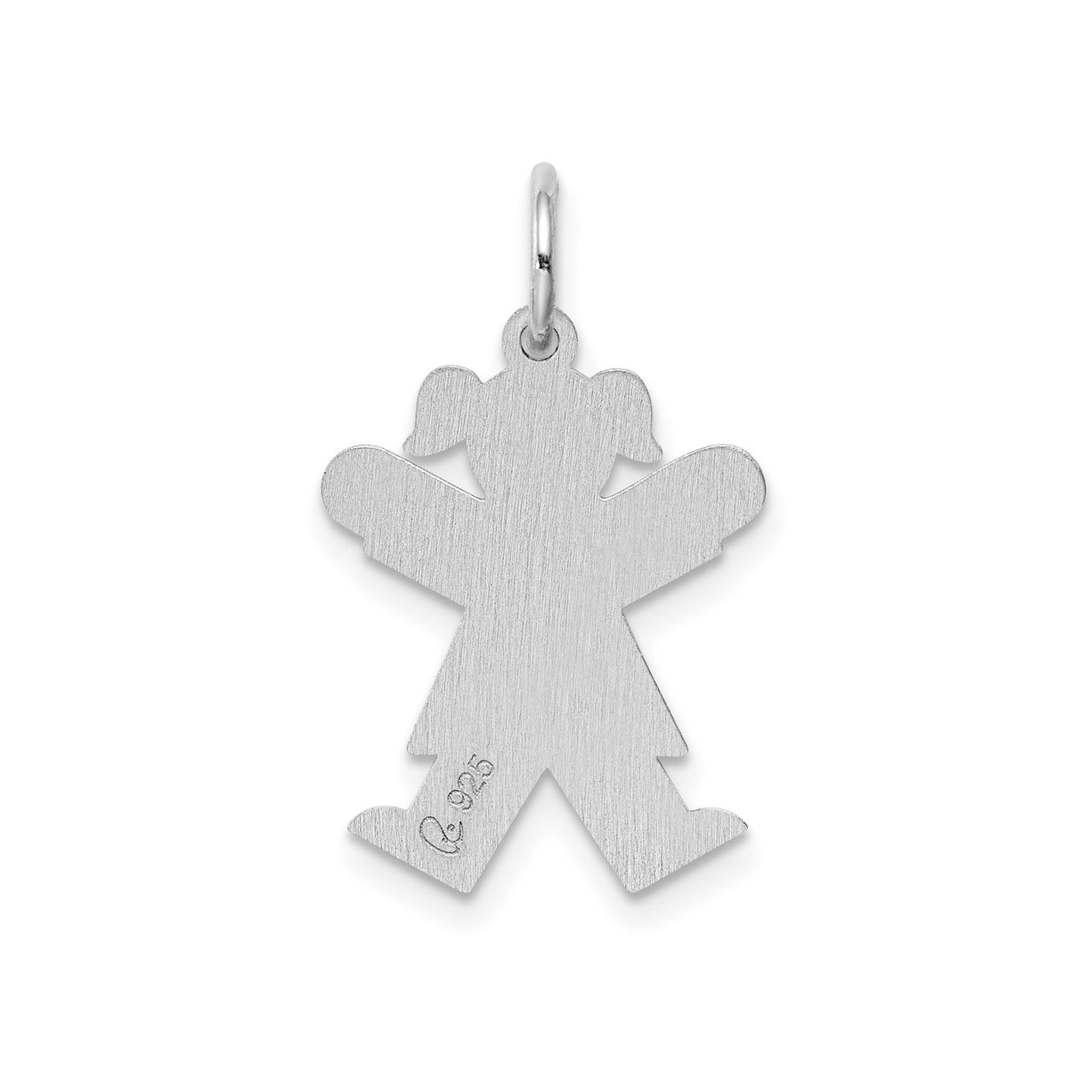 Sterling Silver Girl Pendant Charm, Minimalist Family Jewelry for Women or Grandmothers