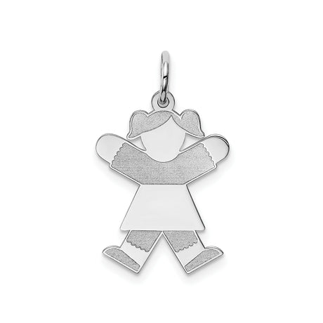 Sterling Silver Girl Pendant Charm, Minimalist Family Jewelry for Women or Grandmothers